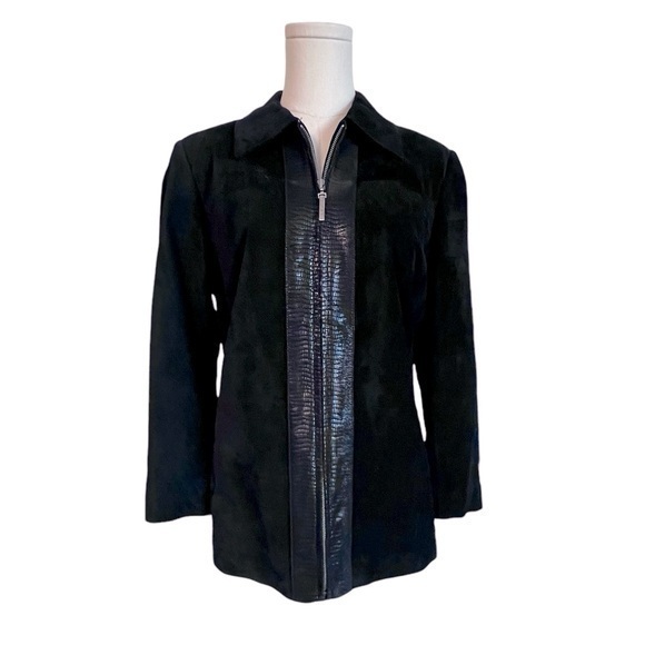 Preston & York Jackets & Blazers - Preston & York Black Soft Suede Leather Full Zip Jacket Womens Size Medium